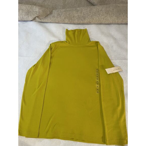 Jones New York Mock Turtleneck Chartreuse XL NWT Soft Cotton - Picture 1 of 11